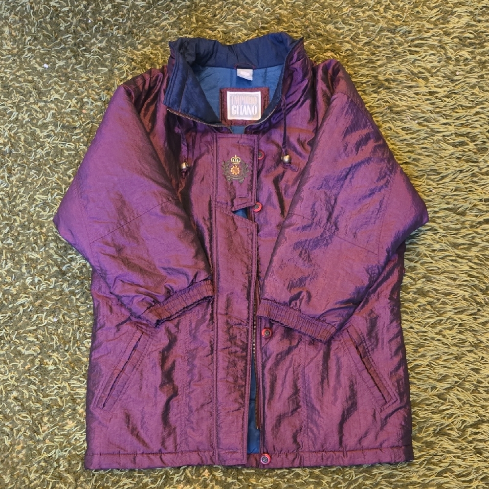Vintage Oversized Unisex Emperio Gitano Purple Puffer Jacket Winter Coat